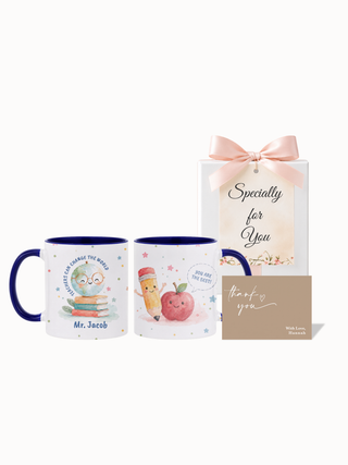 Customised Wrapped Teacher's Day Mug- World Apple Pencil