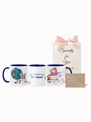 Customised Wrapped Teacher's Day Mug- Globe Happy Teachers Day