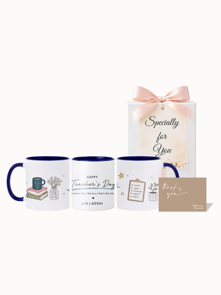 Customised Wrapped Teacher's Day Mug- Mug and Books Teacher Day