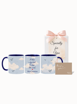 Customised Wrapped Teacher's Day Mug- Cute Clouds Airplane