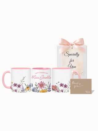 Customised Wrapped Teacher's Day Mug- Colorful Flower Garden