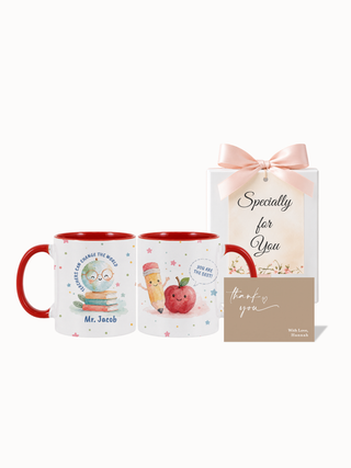 Customised Wrapped Teacher's Day Mug- World Apple Pencil