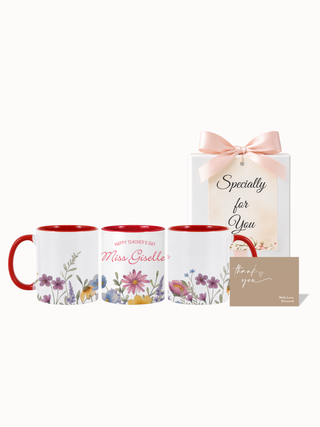 Customised Wrapped Teacher's Day Mug- Colorful Flower Garden
