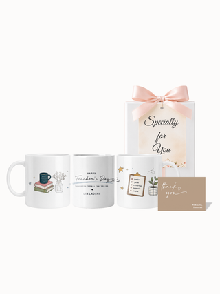 Customised Wrapped Teacher's Day Mug- Mug and Books Teacher Day