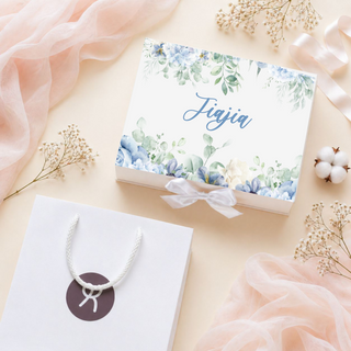 Personalised Keepsake Gift Box with Card - Blue Petal