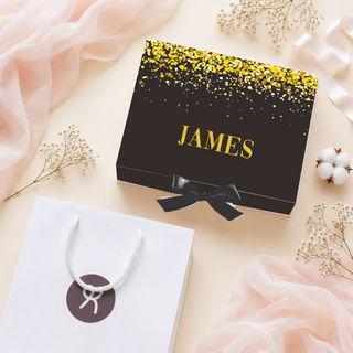Personalised Keepsake Gift Box with Card - Glitter Black