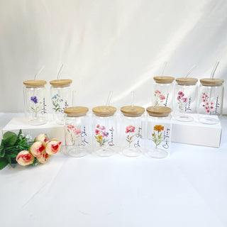 Customised Libbey Custom Glass Cup with straw