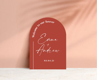 Arch Wedding Sign in Pastel Background