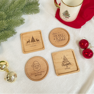 Customised Engraved Wooden Coaster for Christmas Xmas Gift