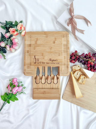 Customised Engraved Wooden Cheese Board - Wine night