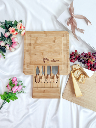 Customised Engraved Wooden Cheese Board - Flower Name Kitchen