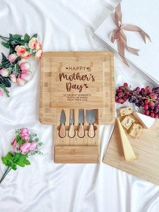 Customised Engraved Wooden Cheese Board - Mother's Day