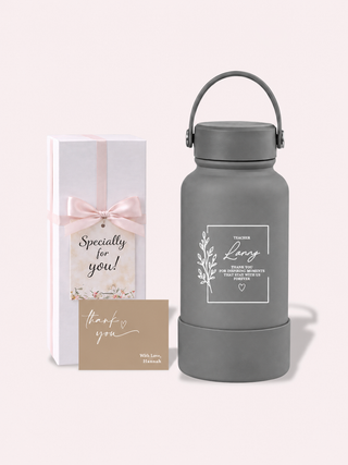 Personalised Engraved Insulated Stainless Steel Osaka Tumbler for Teacher's Day- Flower Frame Quotes