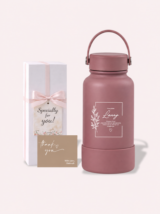Personalised Engraved Insulated Stainless Steel Osaka Tumbler for Teacher's Day- Flower Frame Quotes