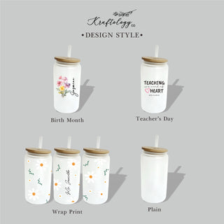 Customised Libbey Custom Glass Cup with straw for Teacher's Day