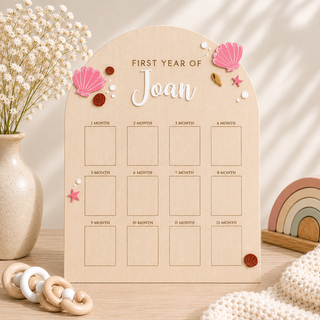 Personalised Baby Milestone Board- Blush Pink Seashell